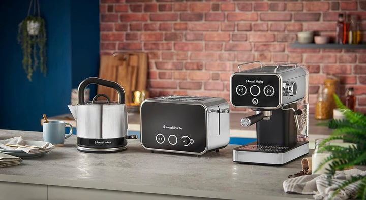 Russell Hobbs Wasserkocher [1,5l] Distinctions Edelstahl Schwarz (Schnellkochfunktion, herausnehmbar