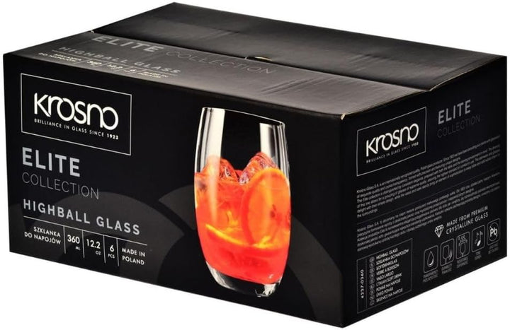 KROSNO Wassergläser Saftgläser Trinkgläser | Set von 12 | 360 ML | Elite Kollektion | Perfekt für zu