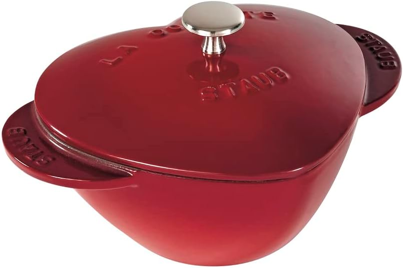 Staub 40509-798-0 Cocotte/Bräter, Herz 20 cm, 1,75 L, mit mattschwarzer Emaillierung im Inneren des