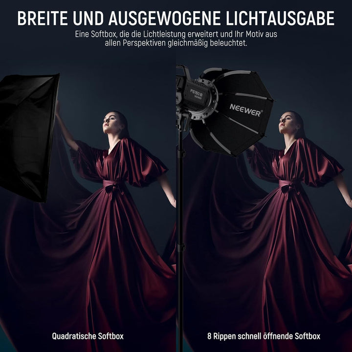 NEEWER 45cm Octagon Softbox Bowens Halterung, Schnellverschluss Achteckige Softbox, Diffusoren/Waben