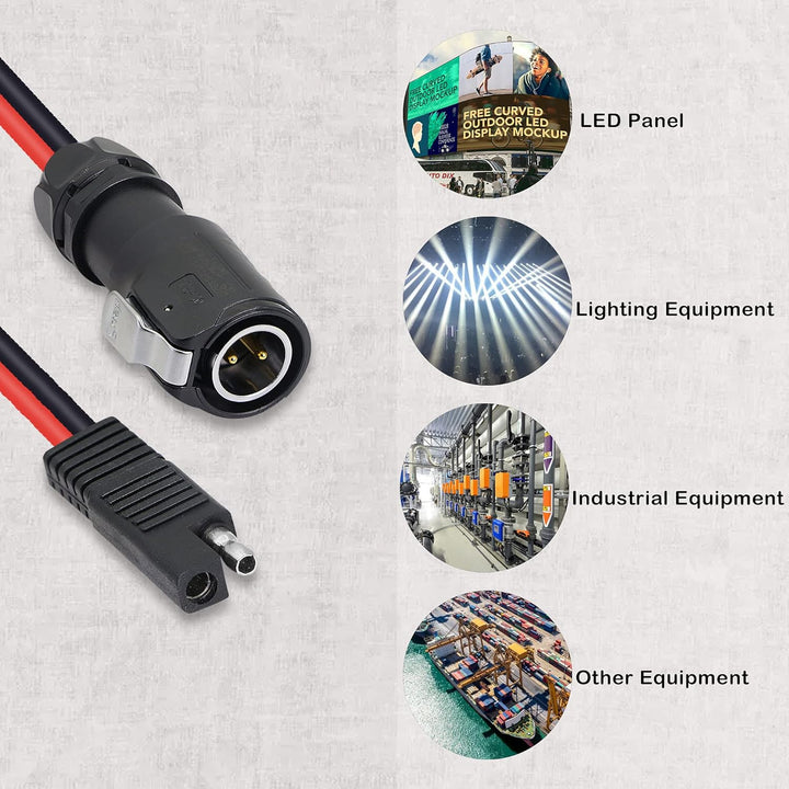 GINTOOYUN SAE auf LP-20 Kabeladapter, wasserdicht, 10 AWG, 2-polig, industrieller Rundstecker auf SA