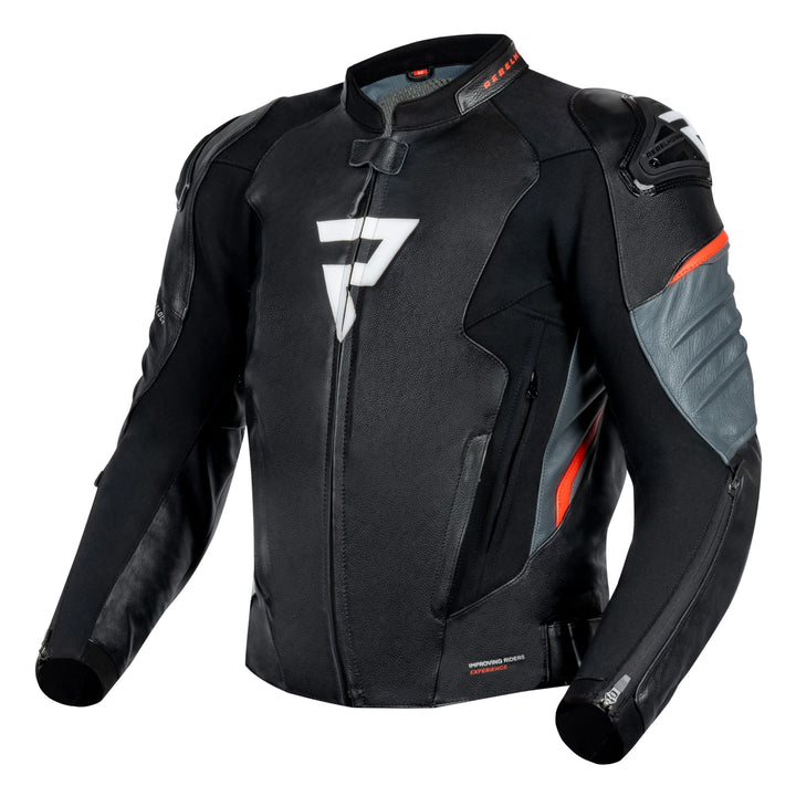 REBELHORN Veloce Motorradjacke Herren | Leder | Ellbogen und Schulterprotektoren Stufe 2 | Schulters