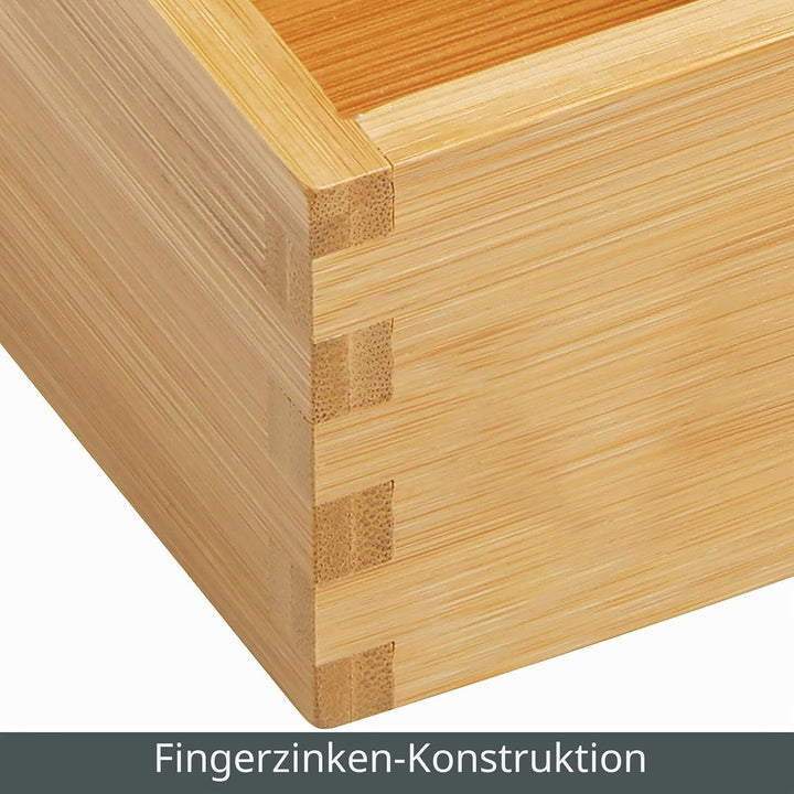 mDesign Bambusbox zur Küchenaufbewahrung – Schubladenbox aus Bambusholz – Aufbewahrungsbox für den K