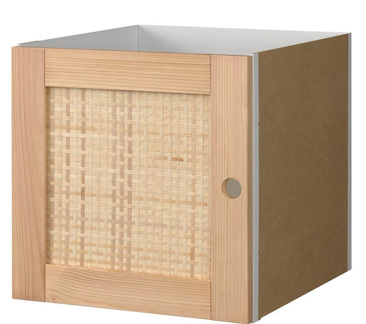 Generisch Einsatz mit Tür Kiefer/Pappelgeflecht, Rattan Look 33x33 (IKE 206.111.32) für Kallax Regal