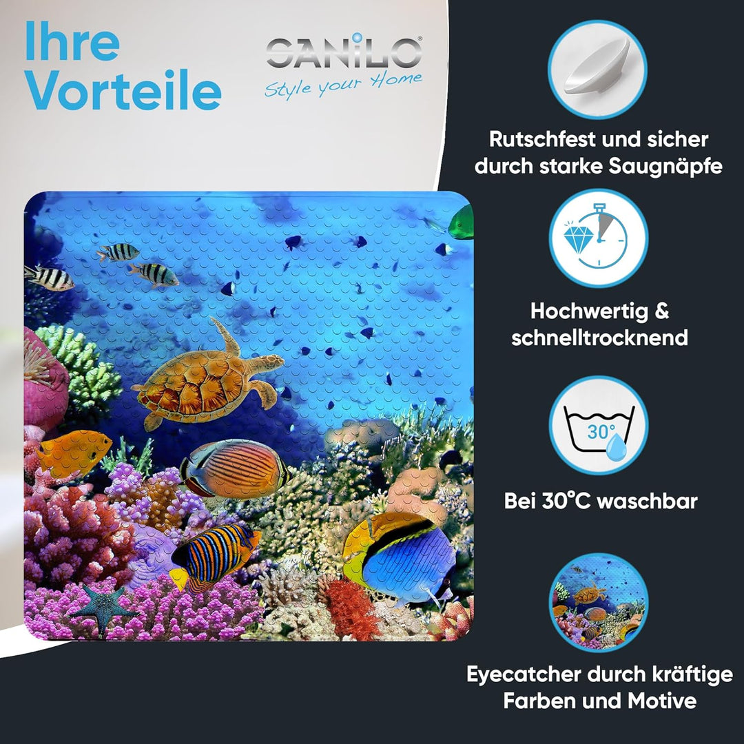 Sanilo Badematte 53 x 53 cm, rutschfeste Duschmatte für Dusche und Badewanne, Antirutschmatte maschi