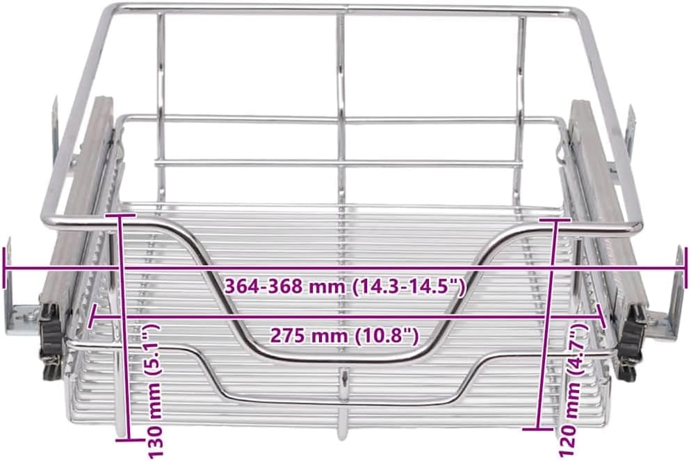 vidaXL 2X Einbauschublade Teleskopschublade Korbauszug Küchenschrank 40 cm 36.8 x 46 x 13 cm, 36.8 x