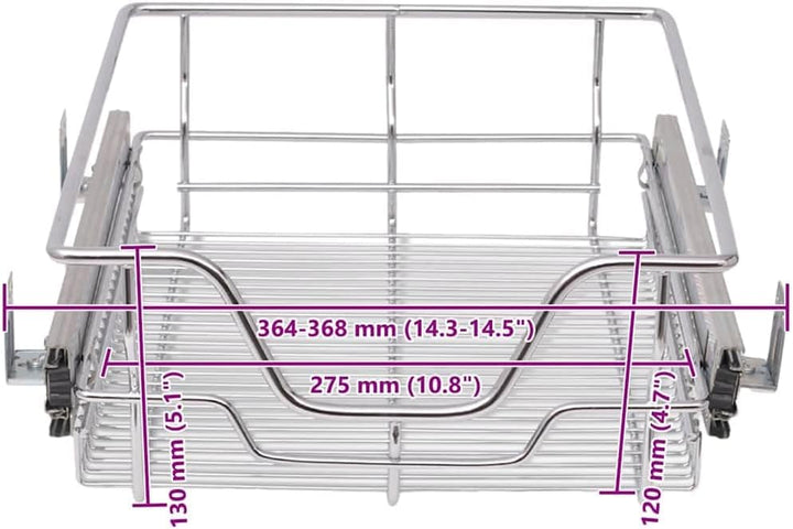 vidaXL 2X Einbauschublade Teleskopschublade Korbauszug Küchenschrank 40 cm 36.8 x 46 x 13 cm, 36.8 x