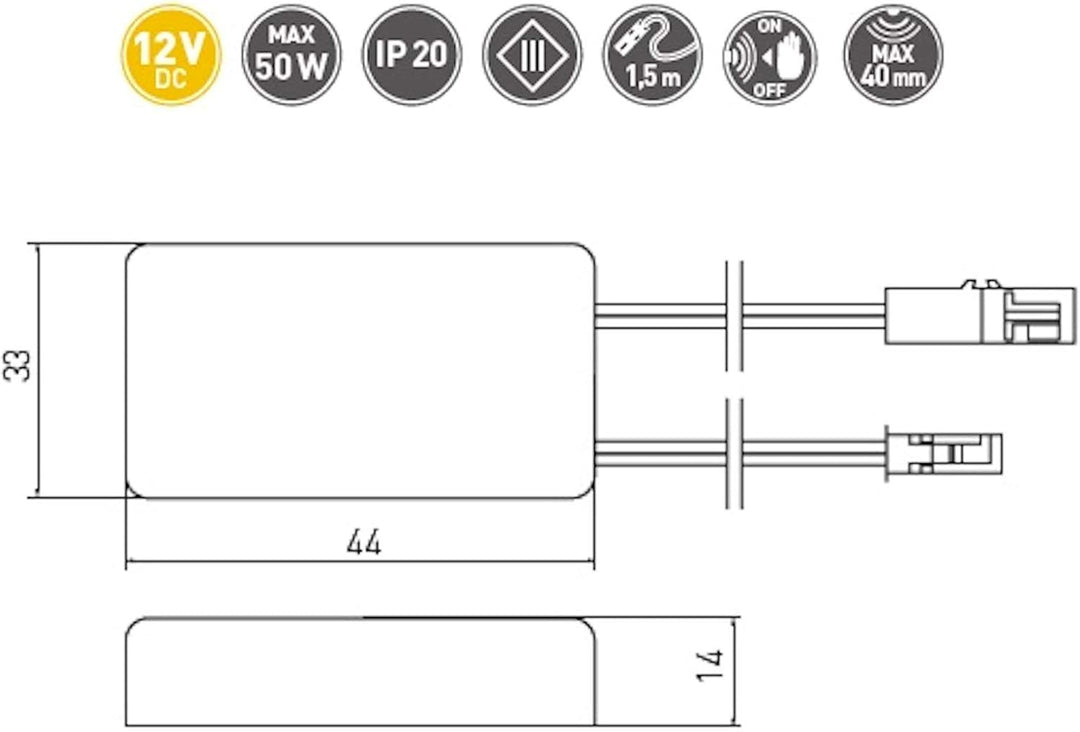 Einbau- Unterbausensor SO2W reagiert auf Berührung durch Holzplatten hindurch, 12V DC/max. 50W / 4,1