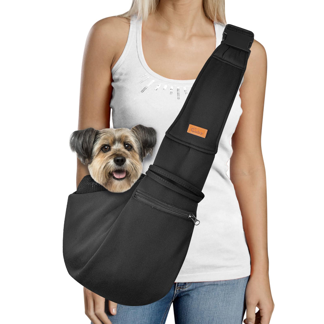 CUBY Tragetuch für Hunde und Katzen, kleine Hunde, mit verstellbarem Gurt und Reissverschlusstasche,