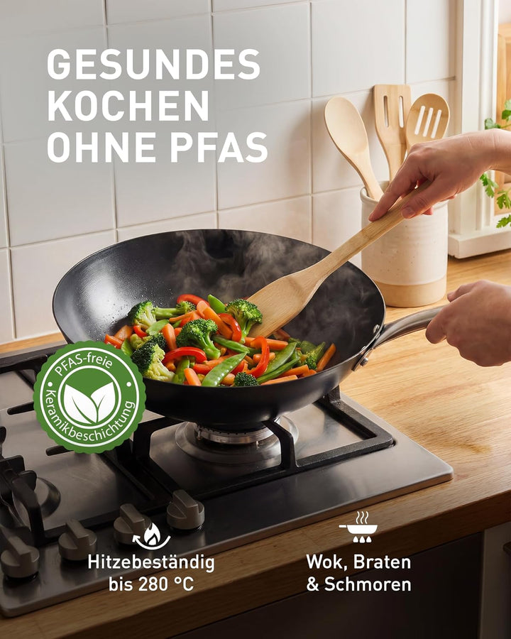 Cosy & Trendy Fusion Pro Wokpfanne Ø 30 cm – PFAS-freie Beschichtung – Robuster Karbonstahl mit Edel