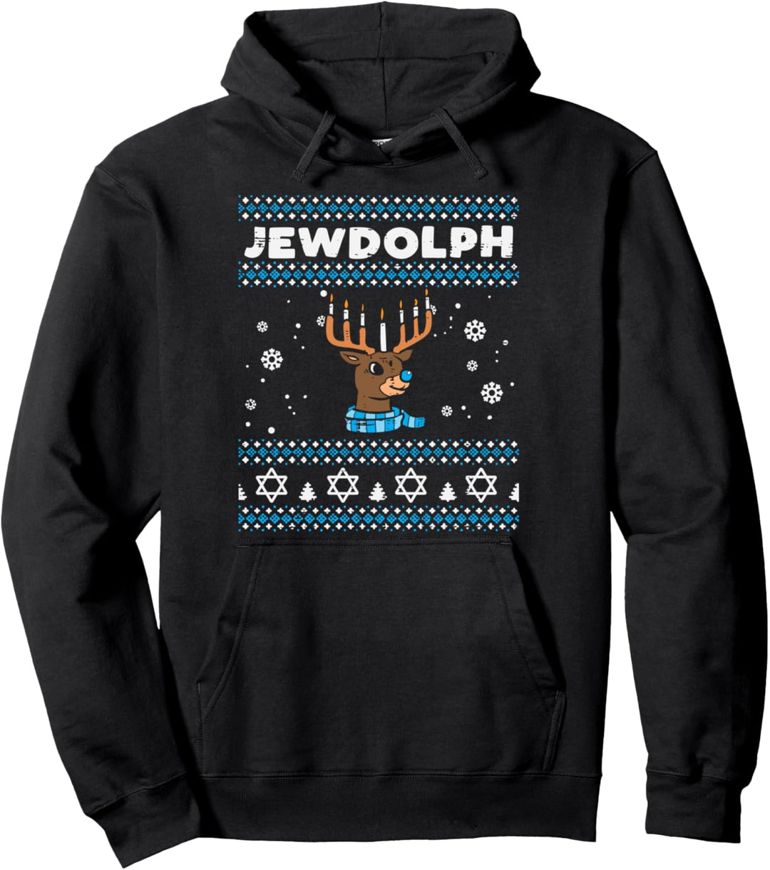Jewdolph Hässlicher Hanukkah Pullover Rentier Lustige Chanukah PJs Pullover Hoodie