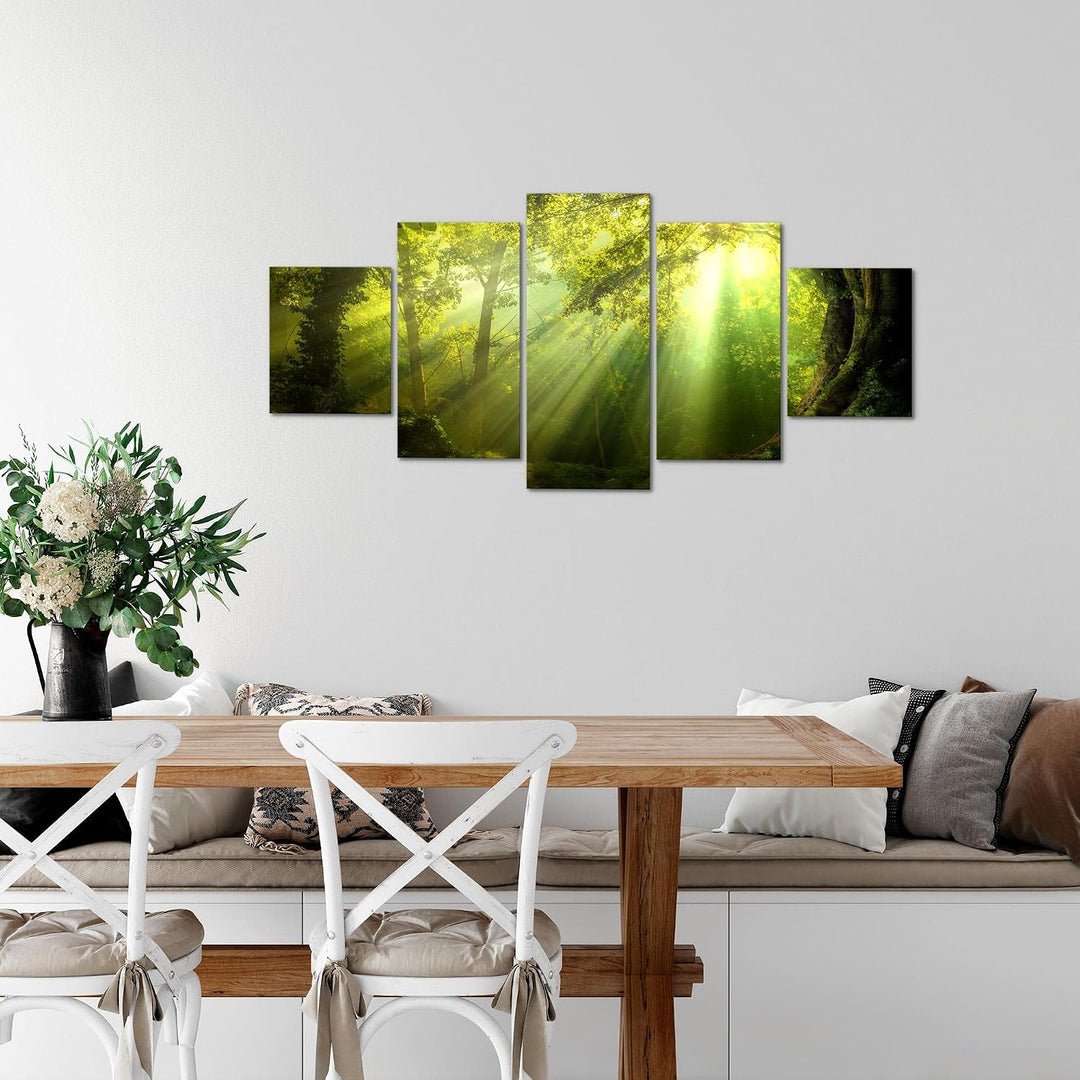 Runa Art Wandbilder Wald Landschaft 5 Teilig Bild auf Vlies Leinwand Deko Schlafzimmer Wohnzimmer So