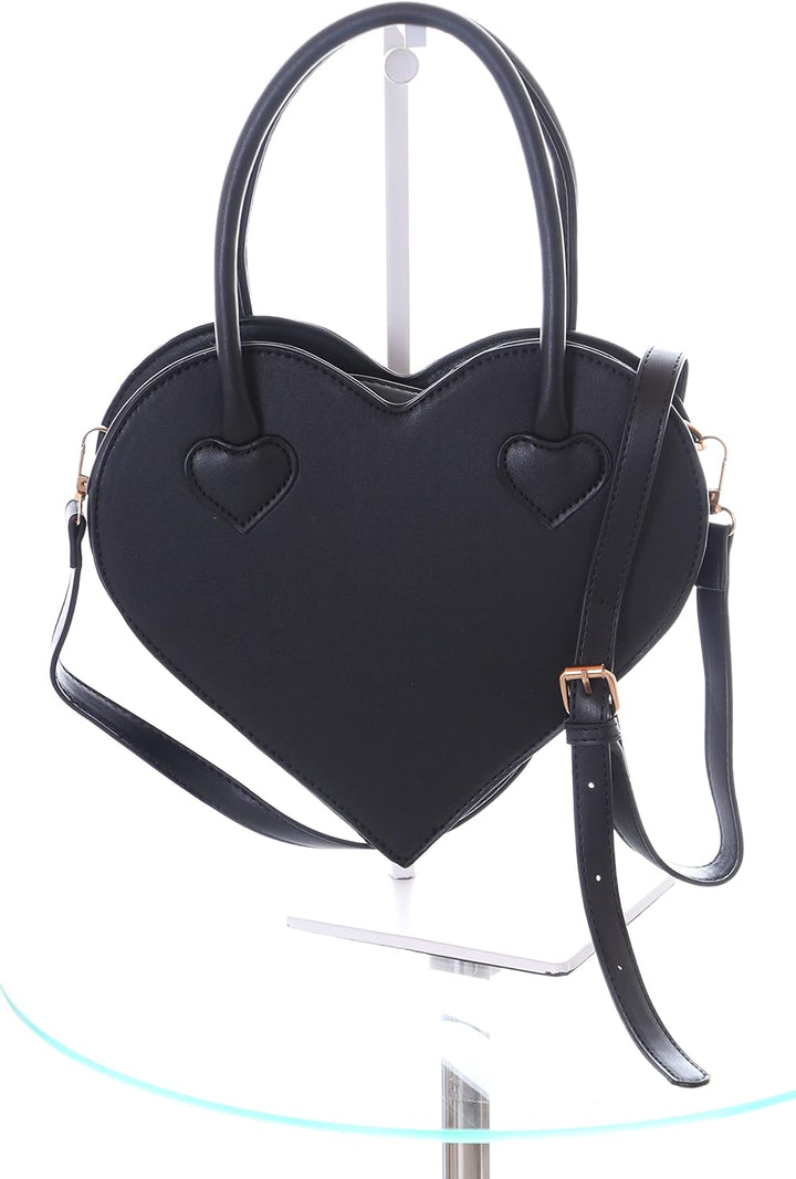 Kawaii-Story LB-6052 Herz Form schwarz Gothik Lolita Punk Harajuku Damen Umhänge Henkel Tasche PU