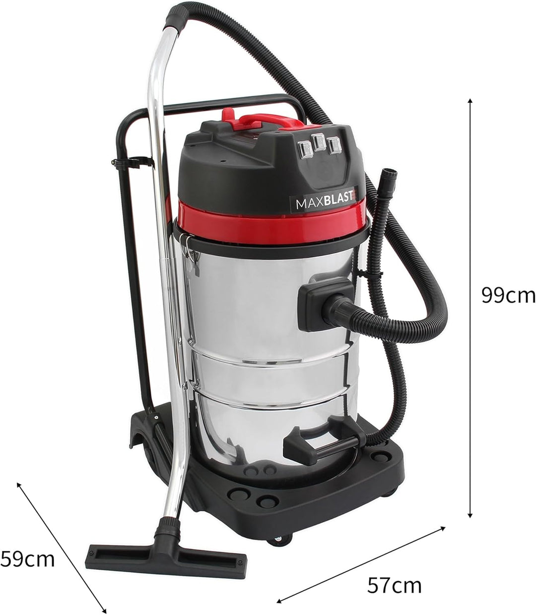 Industriestaubsauger 80 l, Nass- und Trockensauger, 4 Aufsätze, gewerbliche Reinigung, 3000 W, Dreif