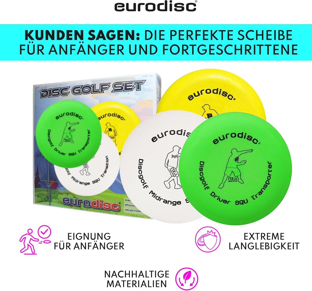 eurodisc Disc-Golf Einsteiger Starter Set, PDGA Approved, Putter Midrange Driver Disc, Einsteiger St