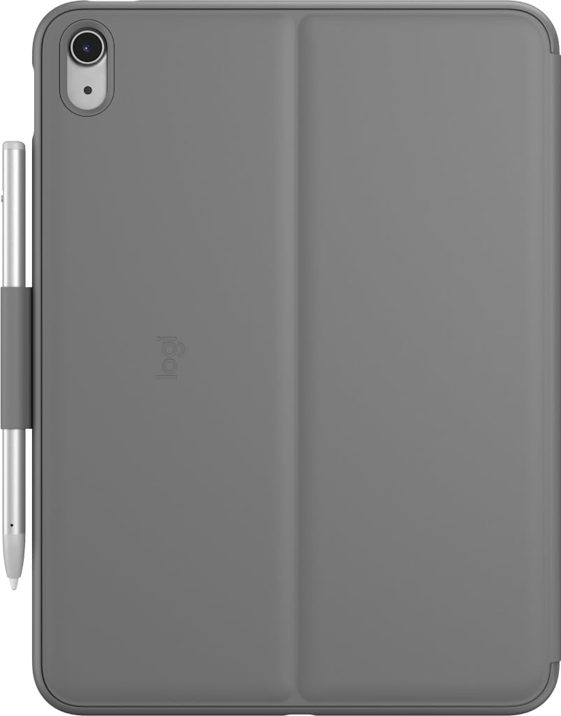 Logitech iPad (10. Generation) Tastatur-Case | Slim Folio mit integrierter kabelloser Tastatur (Graf