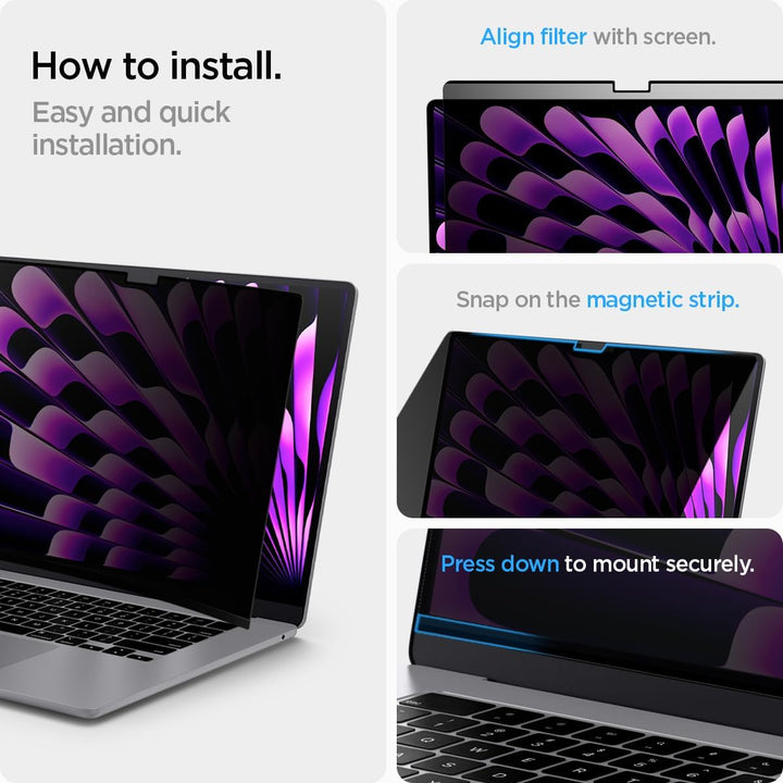 Spigen SafeView Magnetischer Blickschutzfilter für MacBook Air 15 Zoll (M2, 2023), Sichtschutzfilter