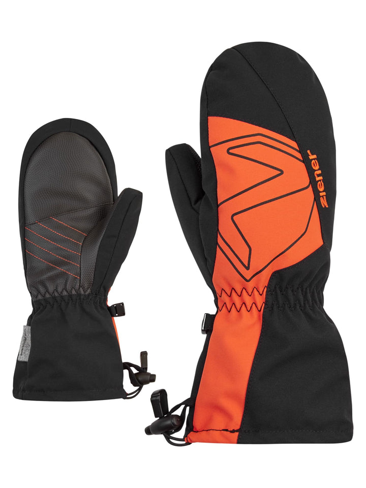 Ziener Jungen Lavalino Ski-Fäustling/Wintersport | wasserdicht, extra warm, Wolle 3 black.burnt oran