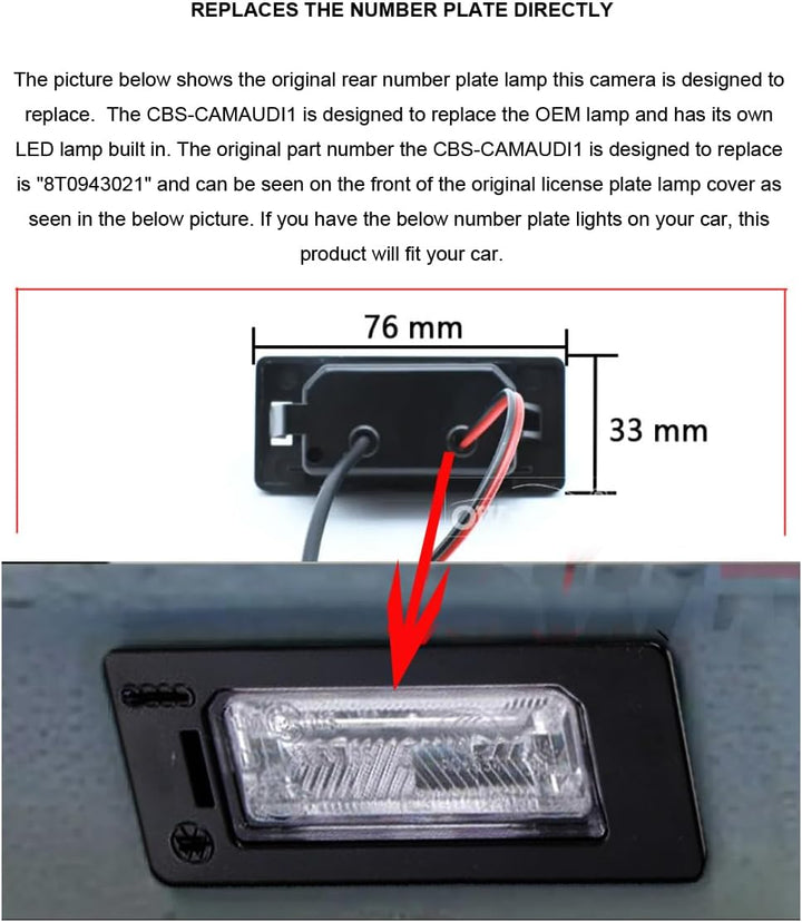 CCD HD 170° Einparkkamera Rückfahrkamera für Audi A1 A3 S3 A4 S4 A5 S5 A6 S6 A7 Q3 Q5 Q7 VW Transpor
