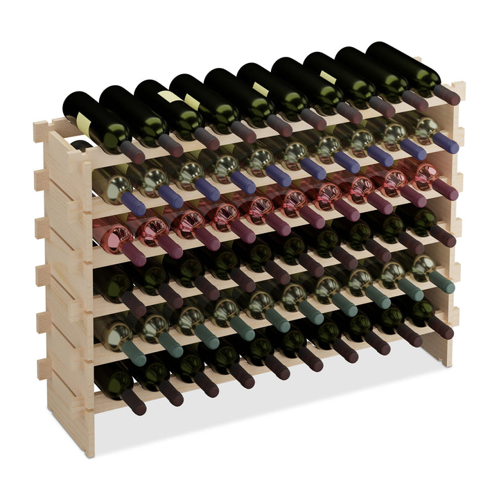 Relaxdays Weinregal, für 60 Weinflaschen, stapelbares Flaschenregal, HBT: 73x103x25 cm, erweiterbar,