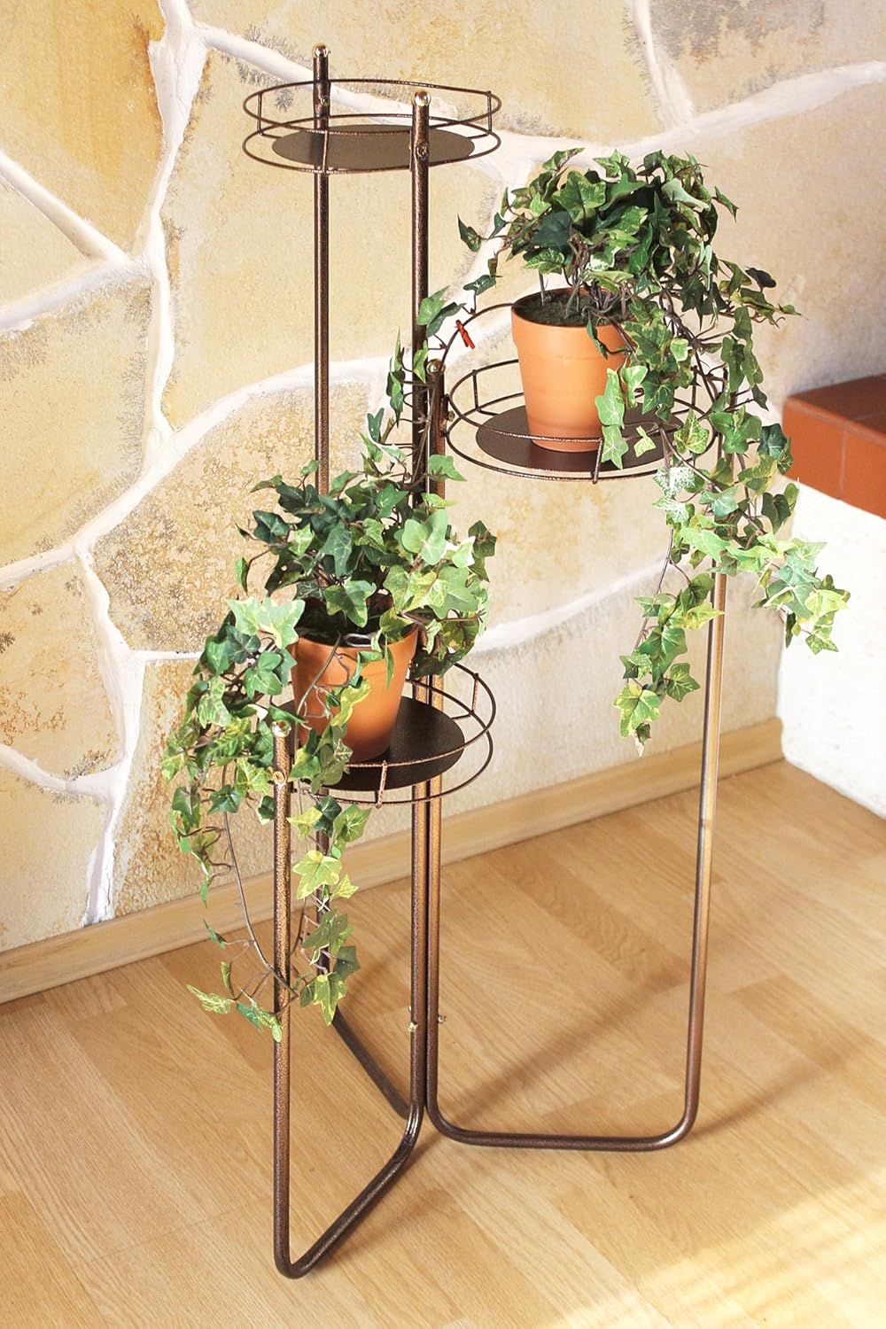 DanDiBo Blumentreppe Metall 90 cm Blumenständer mit 3 Ablagen Art.2A Blumenregal Blumensäule Pflanze