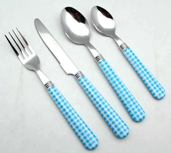 EXZACT Color Edelstahl-Besteck Set 24 Stück - 6 x Tafelgabeln, 6 x Tafelmesser, 6 x Abendessen Löffe