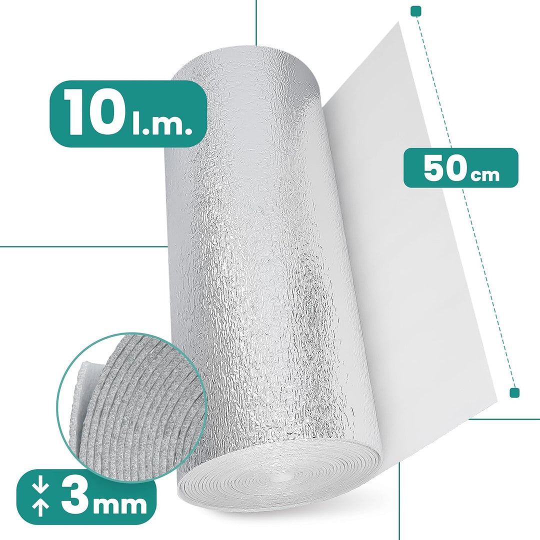 Millto™ Heizkörper Reflexionsfolie 10m x 0,5m x 3mm | Wandisolierung Reflexionsplatte Reflektionsfol