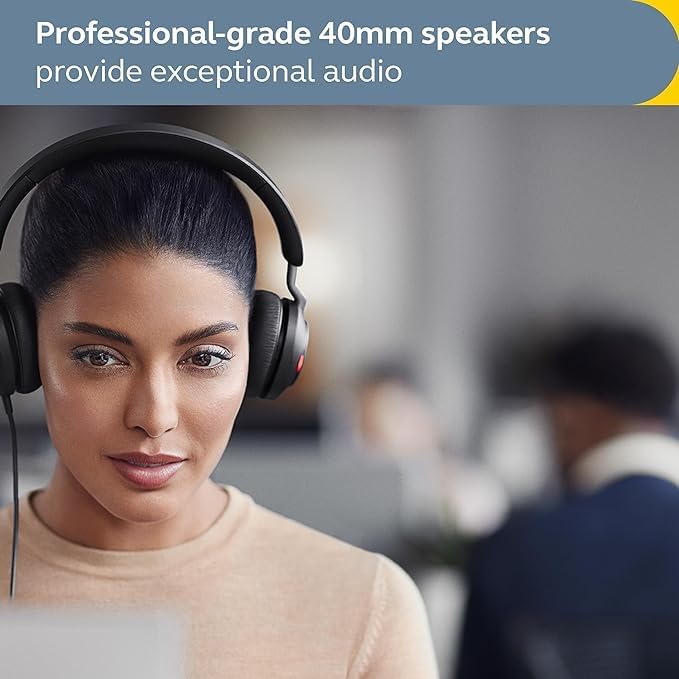Jabra Evolve2 40 SE - Kabelgebundenes Stereo-Headset mit Geräuschunterdrückung und 3-Mikrofon-Techno