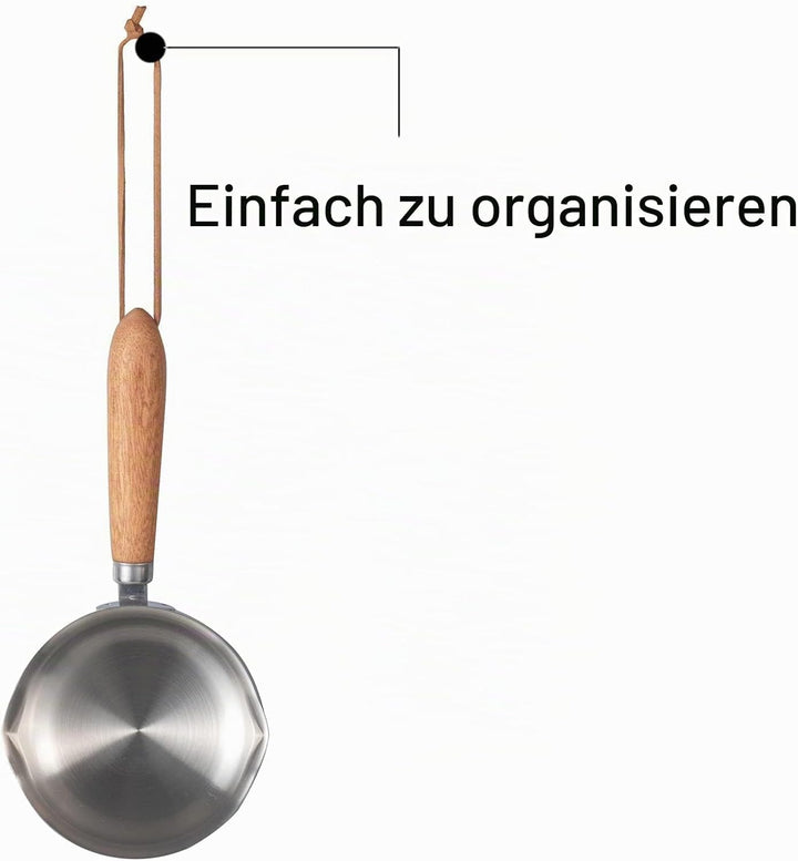 IMEEA Butterwärmer Milchtopf aus Edelstahl Holzgriff Kaffekanne Kleine Sossentopf Stielkasserolle fü