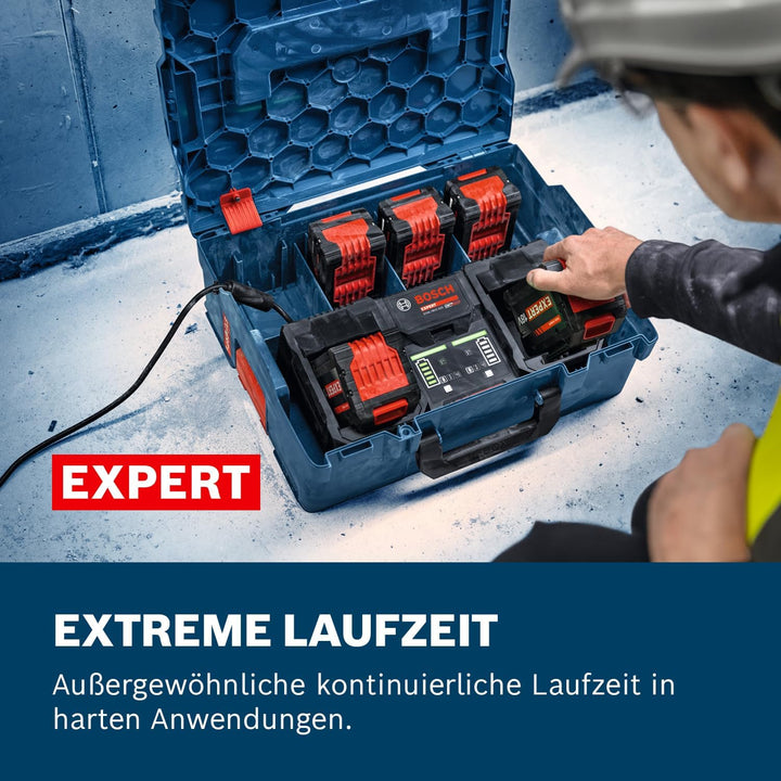 Bosch EXPERT 18V System Hochleistungs-Starter-Set: EXBA18V-80 + 1x ultraschnelles Parallelladegerät