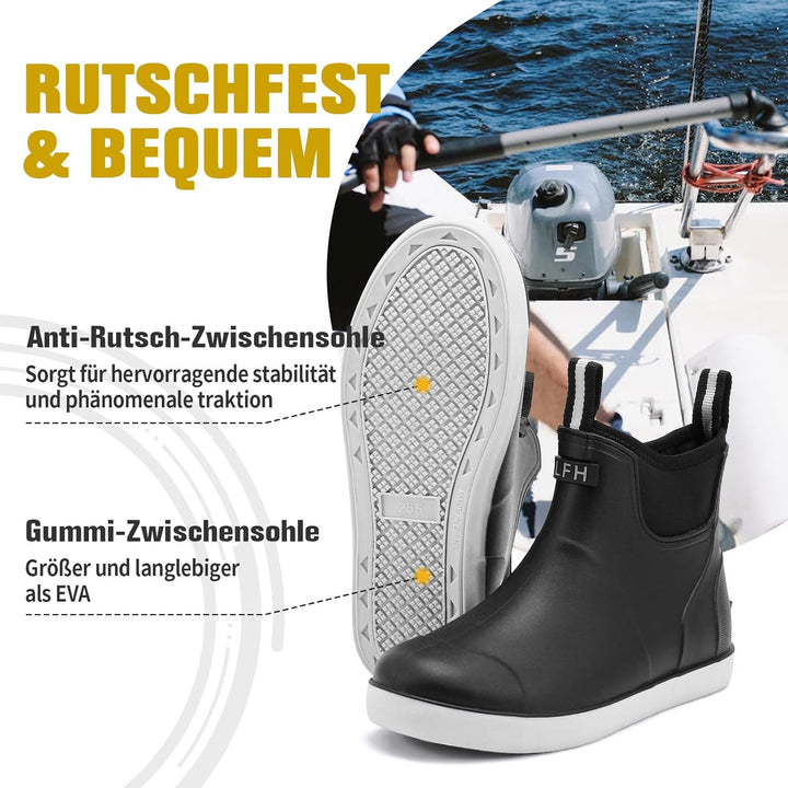 Rumkok Gummistiefel Herren Halbhoch, Grundlegend Wasserdicht Atmungsaktiv Stiefeletten, Anti-Rutsch