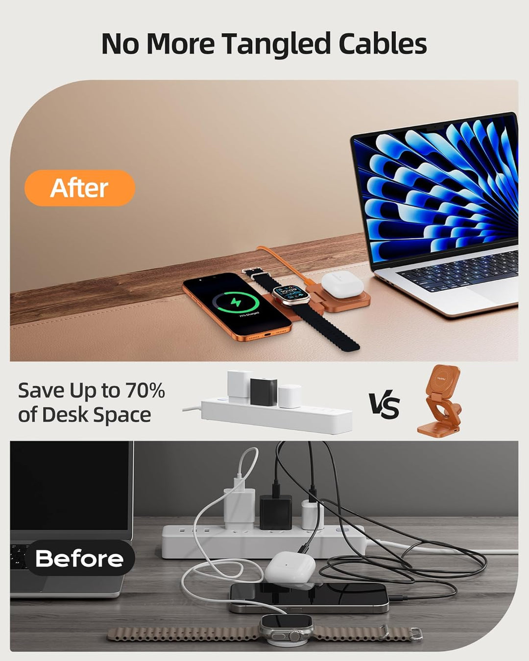 KU XIU X55 Turbo 25W Ladestation für Magsafe, Faltbar 3 in 1 Ladestation für Apple Watch und iPhone