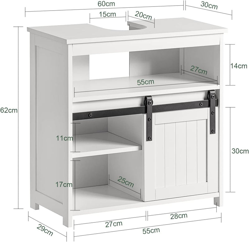 SoBuy BZR61-W Waschbeckenunterschrank mit Schiebetür Badschrank Waschtisch Unterschrank Badmöbel Wei