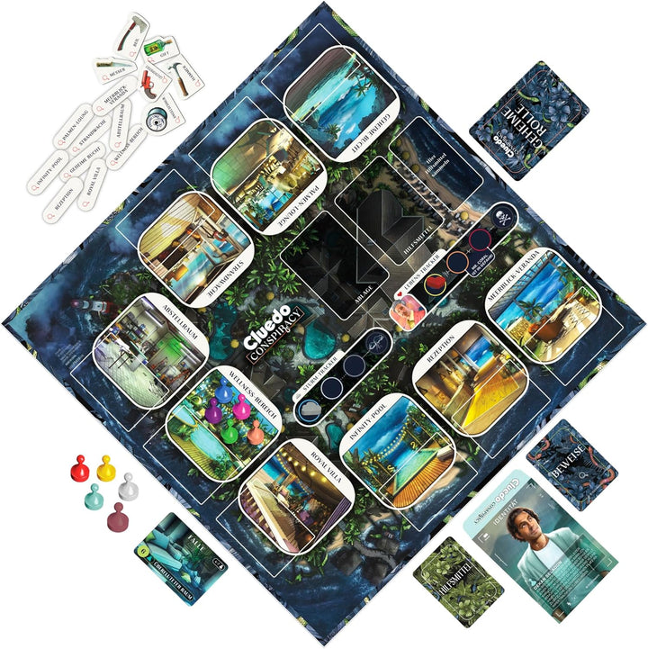 Cluedo Conspiracy Brettspiel für Erwachsene und Jugendliche, deutsche Version des Mystery Games, für