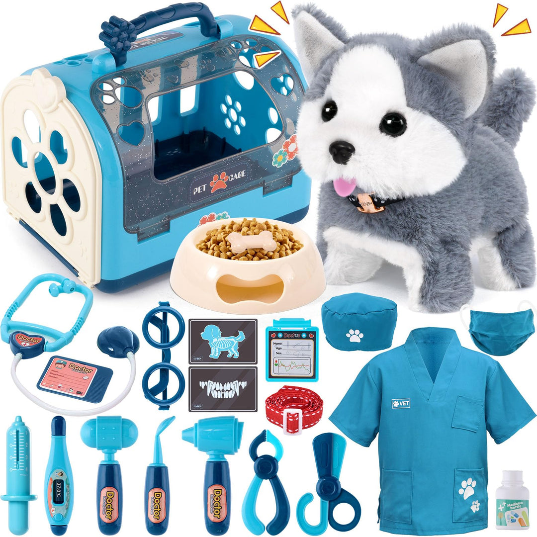 Tacobear Arztkoffer Kinder mit Elektrischer Hund Spielzeug der Läuft und Bellt Tierarzt Spielzeug Ar