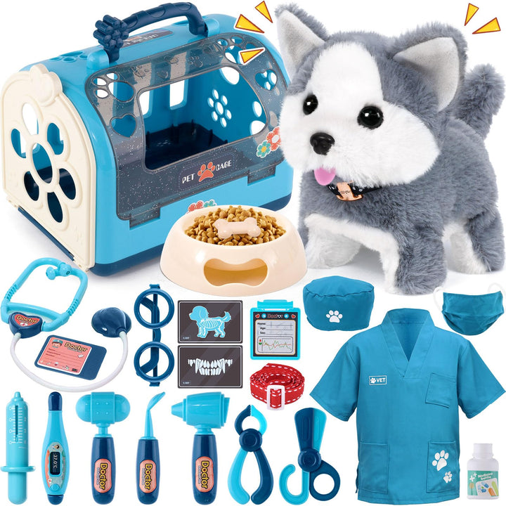 Tacobear Arztkoffer Kinder mit Elektrischer Hund Spielzeug der Läuft und Bellt Tierarzt Spielzeug Ar