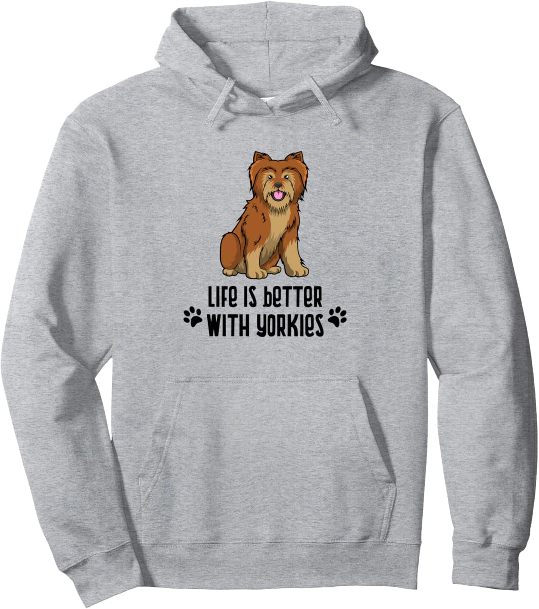 Leben mit Yorkie Lustiger Hund Yorkshire Terrier Pullover Hoodie