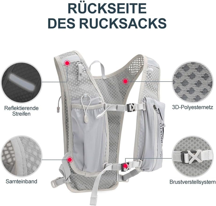 INOXTO Laufrucksack, 5L Leichter Trinkbeutel, geeignet für Outdoor-Wandern, Radwettbewerb, Bergsteig