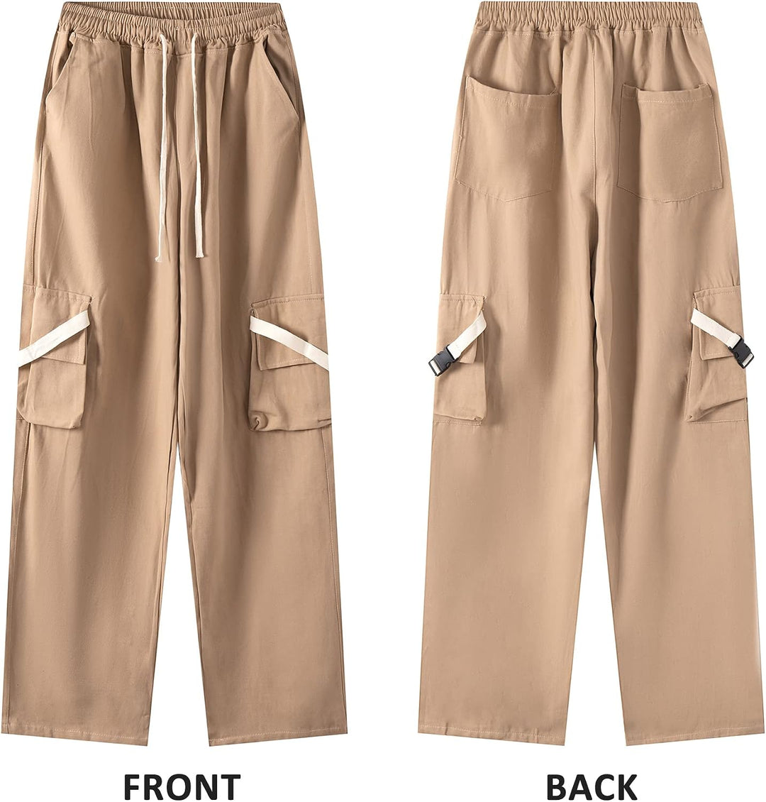 Linsennia Y2k Cargohose Damen Baggy Parachute Pants Teenager Mädchen Weite High Waist Streetwear M K