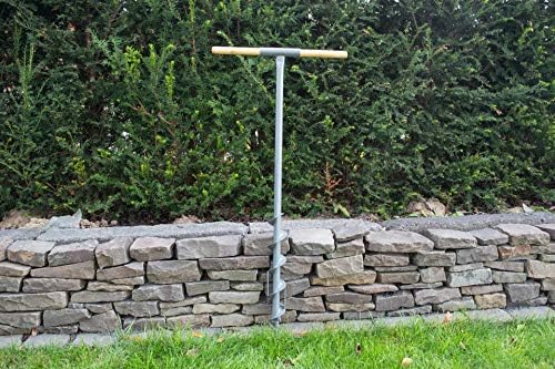 STILTREU Erdbohrer, Handbohrer 7 cm Durchmesser, 105cm Länge mit Holzgriff
