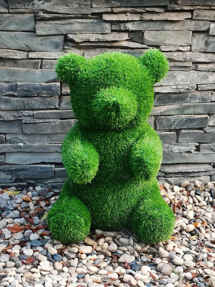 Innovative Kunstwerk Figuren aus Kunstrasen Hase Bär Hund Tier Garten Dekoration Gras Deko (Teddybär