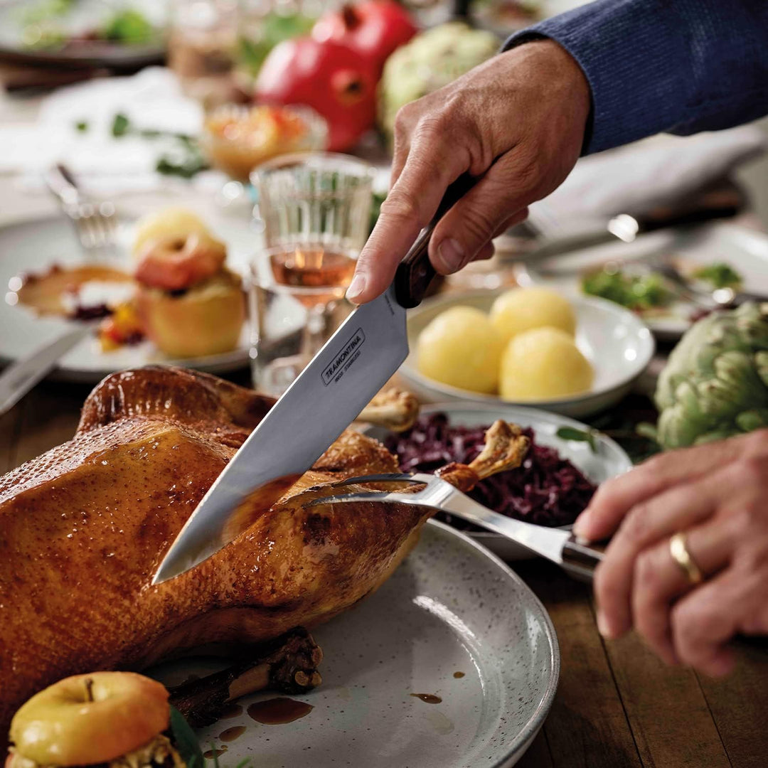 Tramontina Tranchierset, 3-teilig, Tranchiermesser, Tranchiergabel und Schneidebrett, FSC Handgerät,