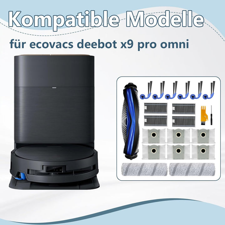 Homruich 21 Stück Zubehör für Ecovacs Deebot X9 PRO Omni Staubsauger Ersatzteile, 1 Hauptbürste, 2 M