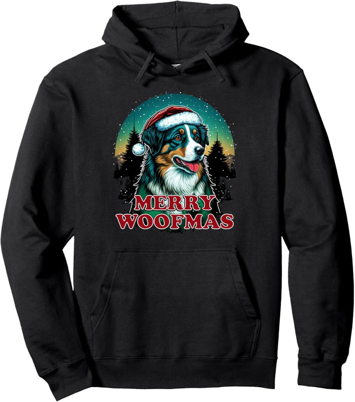 Australian Shepherd Aussie Dog Weihnachten Weihnachten Merry Woodmas Pullover Hoodie