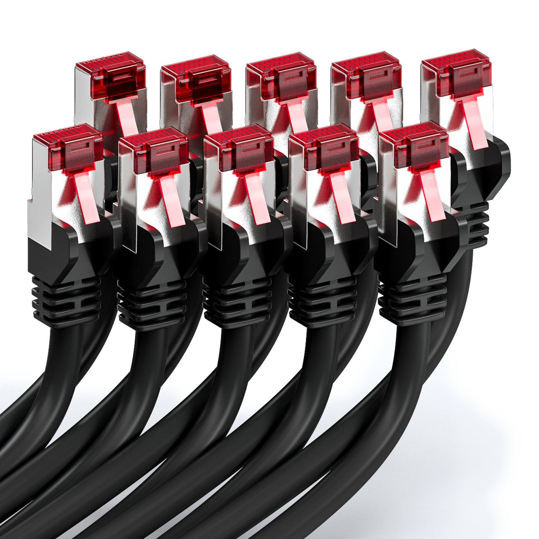 deleyCON 10x 1m CAT6 Patchkabel S/FTP PIMF Schirmung CAT-6 RJ45 Netzwerkkabel Ethernetkabel LAN DSL