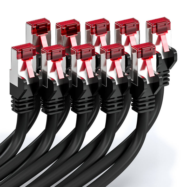 deleyCON 10x 1m CAT6 Patchkabel S/FTP PIMF Schirmung CAT-6 RJ45 Netzwerkkabel Ethernetkabel LAN DSL