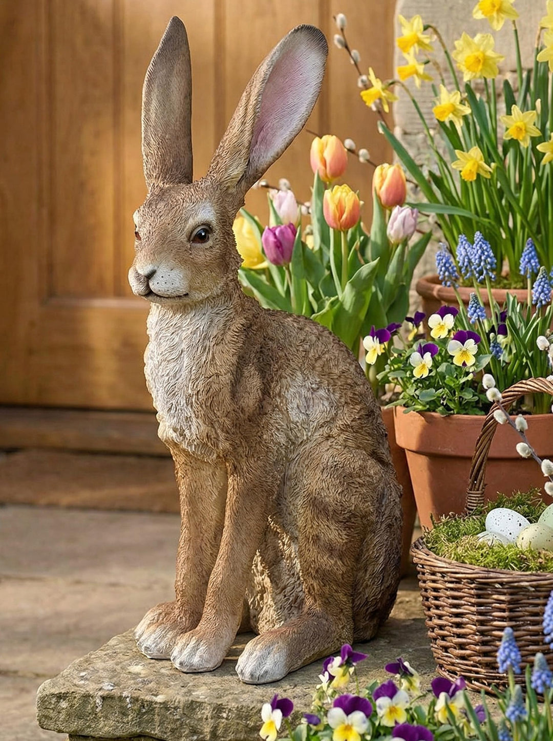 Arnusa Tierfigur Feldhase lebensgross 51cm Gartenfigur Hase Rammler Gartendekoration