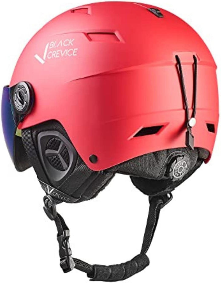 Black Crevice Skihelm mit Visier Kirchberg I Atmungsaktiver Skihelm Herren & Damen mit Lüftungsöffnu