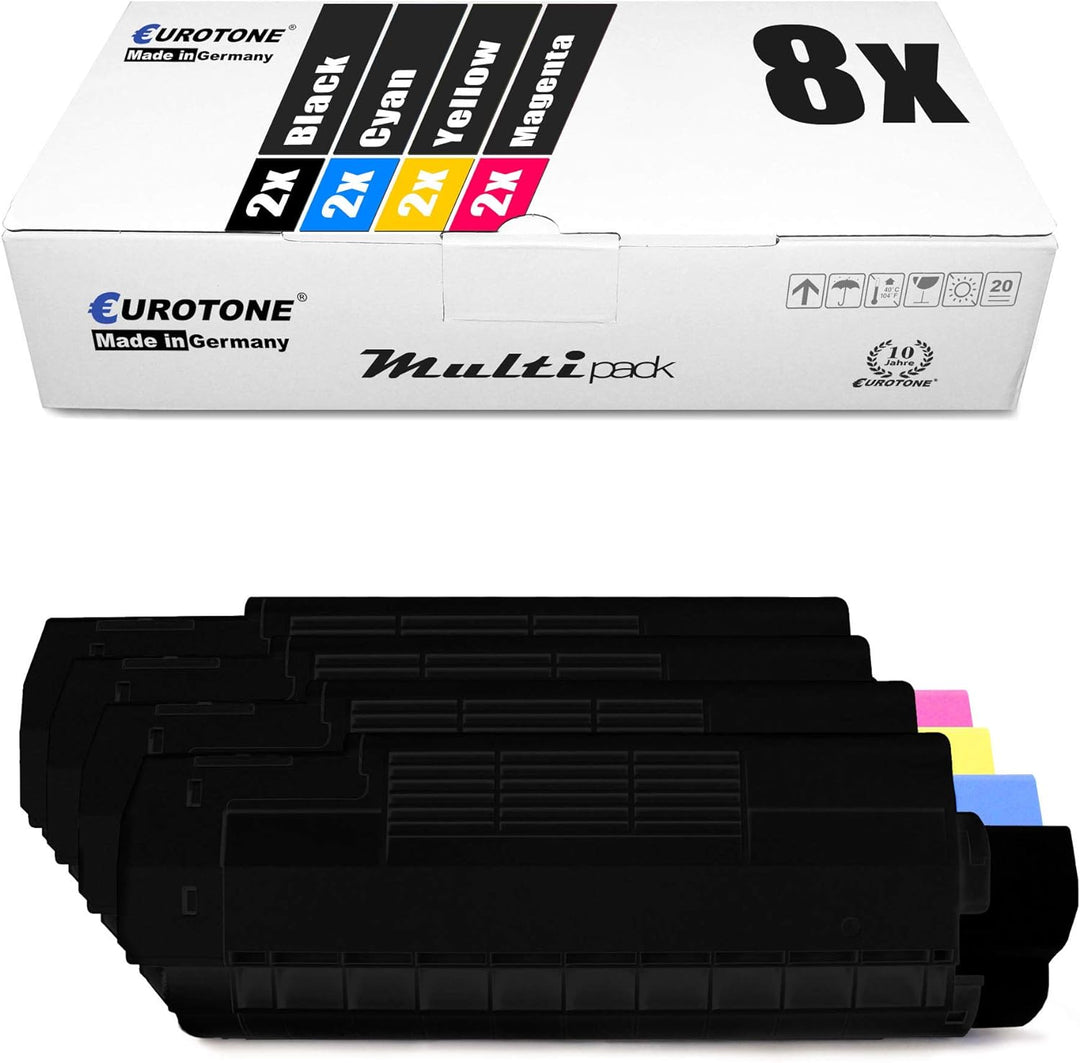 Eurotone 8X Toner im Set kompatibel für Oki C3200 C3200N C 3200 Series ersetzt 42804537-40 Set aus 8
