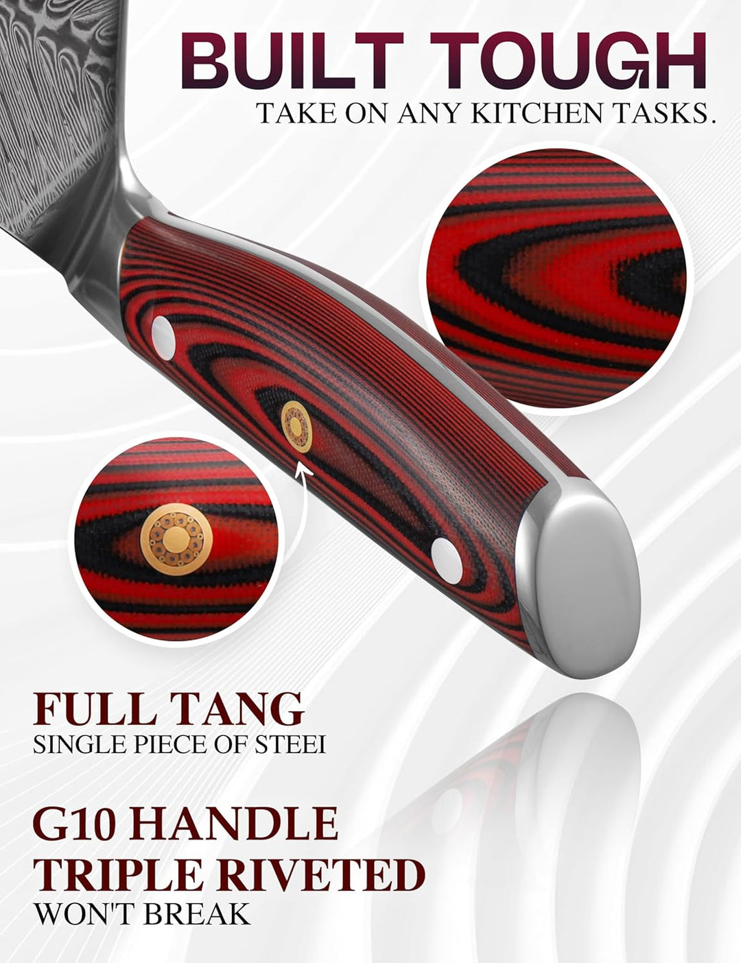 WILDMOK Damast SantokuMesser, 17.8 cm scharfes professionelles Fleisch Gemüsemesser, Japanisches Mul